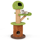 Mushroom Cat Tree for Indoor Cats with 2 Cute Condos Plush Perch and Teasing Balls-Green by LJGDeals