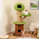 Mushroom Cat Tree for Indoor Cats with 2 Cute Condos Plush Perch and Teasing Balls-Green by LJGDeals