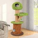 Mushroom Cat Tree for Indoor Cats with 2 Cute Condos Plush Perch and Teasing Balls-Green by LJGDeals