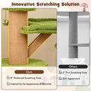 Mushroom Cat Tree for Indoor Cats with 2 Cute Condos Plush Perch and Teasing Balls-Green by LJGDeals