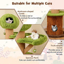 Mushroom Cat Tree for Indoor Cats with 2 Cute Condos Plush Perch and Teasing Balls-Green by LJGDeals
