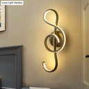 GobekUsa Musical Note Wall Mounted Lamp: Modernist Iron Sconce with LED Surface in Black/White - Warm/White Light