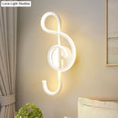 GobekUsa Musical Note Wall Mounted Lamp: Modernist Iron Sconce with LED Surface in Black/White - Warm/White Light