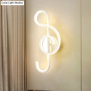 GobekUsa Musical Note Wall Mounted Lamp: Modernist Iron Sconce with LED Surface in Black/White - Warm/White Light