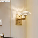 GobekUsa Mussel Brass Wall Mounted Crystal Doorway Wall Lamp with Clean-Lined Arm