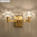 GobekUsa Mussel Brass Wall Mounted Crystal Doorway Wall Lamp with Clean-Lined Arm
