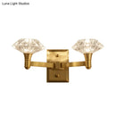GobekUsa Mussel Brass Wall Mounted Crystal Doorway Wall Lamp with Clean-Lined Arm