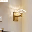 GobekUsa Mussel Brass Wall Mounted Crystal Doorway Wall Lamp with Clean-Lined Arm