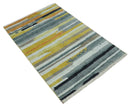 Mustard, Gray, Ivory, and Rust Modern Abstract Hand loom 4x6 wool area Rug
