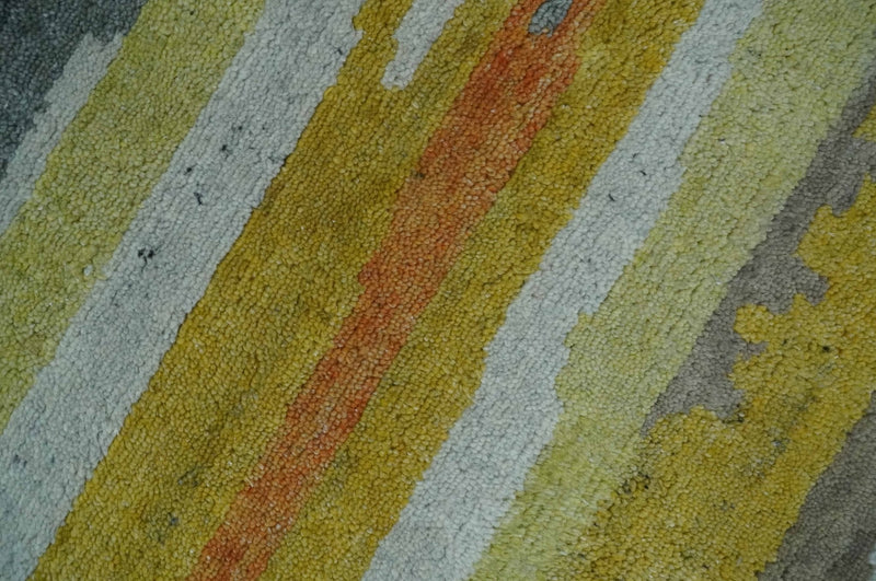 Mustard, Gray, Ivory, and Rust Modern Abstract Hand loom 4x6 wool area Rug