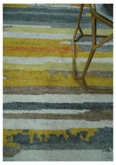 Mustard, Gray, Ivory, and Rust Modern Abstract Hand loom 4x6 wool area Rug