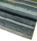 Mustard, Gray, Ivory, and Rust Modern Abstract Hand loom 4x6 wool area Rug