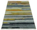 Mustard, Gray, Ivory, and Rust Modern Abstract Hand loom 4x6 wool area Rug