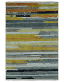 Mustard, Gray, Ivory, and Rust Modern Abstract Hand loom 4x6 wool area Rug