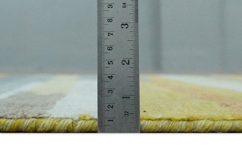 Mustard, Gray, Ivory, and Rust Modern Abstract Hand loom 4x6 wool area Rug