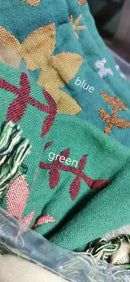 GobekUsa Gauze Flowers Double-Sided Cotton Throw Blanket with Tassels