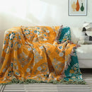 GobekUsa Gauze Flowers Double-Sided Cotton Throw Blanket with Tassels