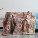 GobekUsa Gauze Flowers Double-Sided Cotton Throw Blanket with Tassels