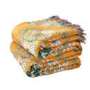 GobekUsa Gauze Flowers Double-Sided Cotton Throw Blanket with Tassels