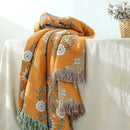 GobekUsa Gauze Flowers Double-Sided Cotton Throw Blanket with Tassels