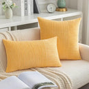 Mustard yellow decorbites corduroy striped pillow covers living room by Decorbites