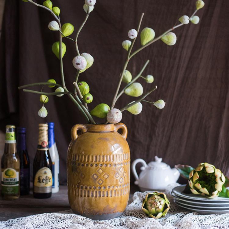 Mustard Yellow Glazed Ceramic Vase