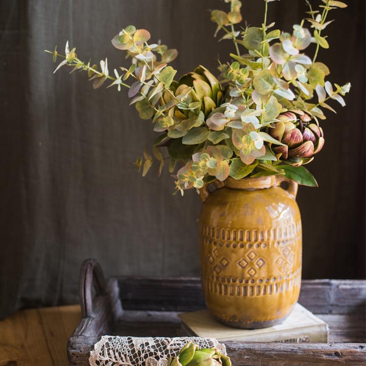 Mustard Yellow Glazed Ceramic Vase