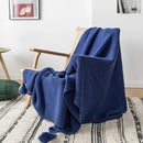 GobekUsa Knit PomPom Tassel Throw Blanket - Soft Yellow Blanket 50"x62"