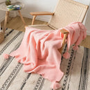 GobekUsa Knit PomPom Tassel Throw Blanket - Soft Yellow Blanket 50"x62"