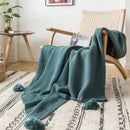 GobekUsa Knit PomPom Tassel Throw Blanket - Soft Yellow Blanket 50"x62"