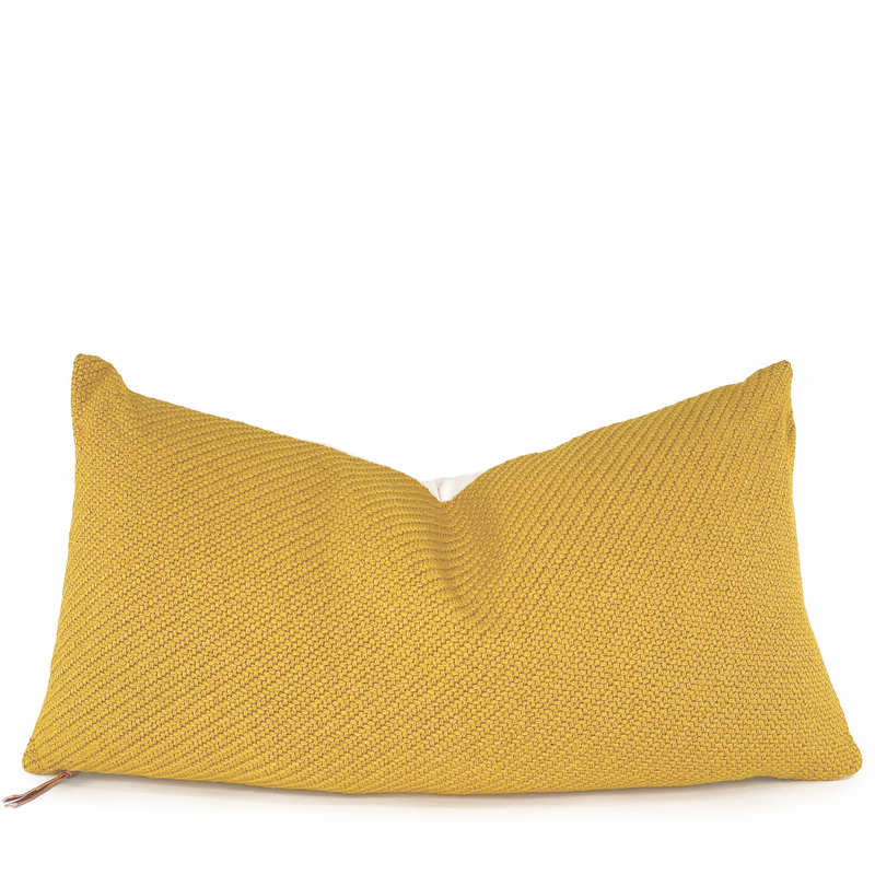 Textured Mustard Yellow Lumbar Pillow