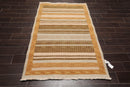 3'10" x 5'10" Hand Knotted Wool High Low Pile Area Rug Beige