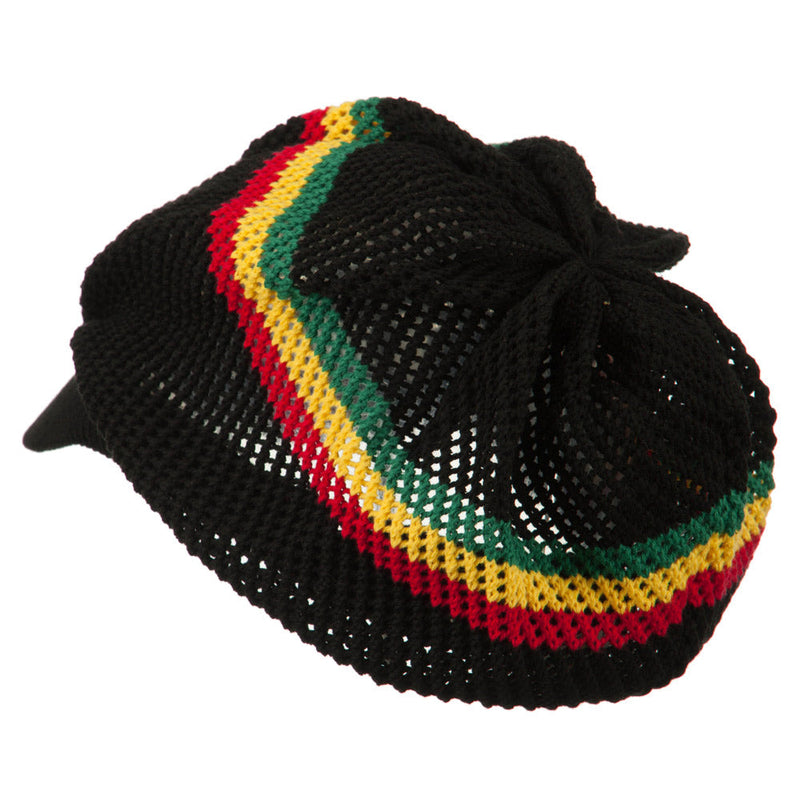Big Size Mesh Rasta Deep Visored Beanie