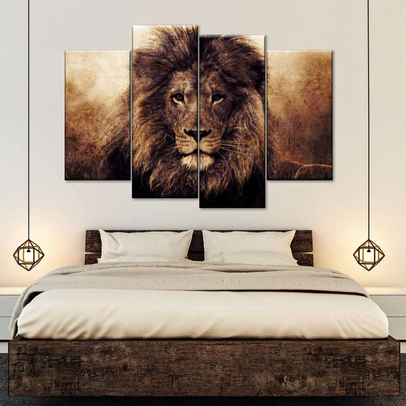 Grunge Lion Head Wall Art