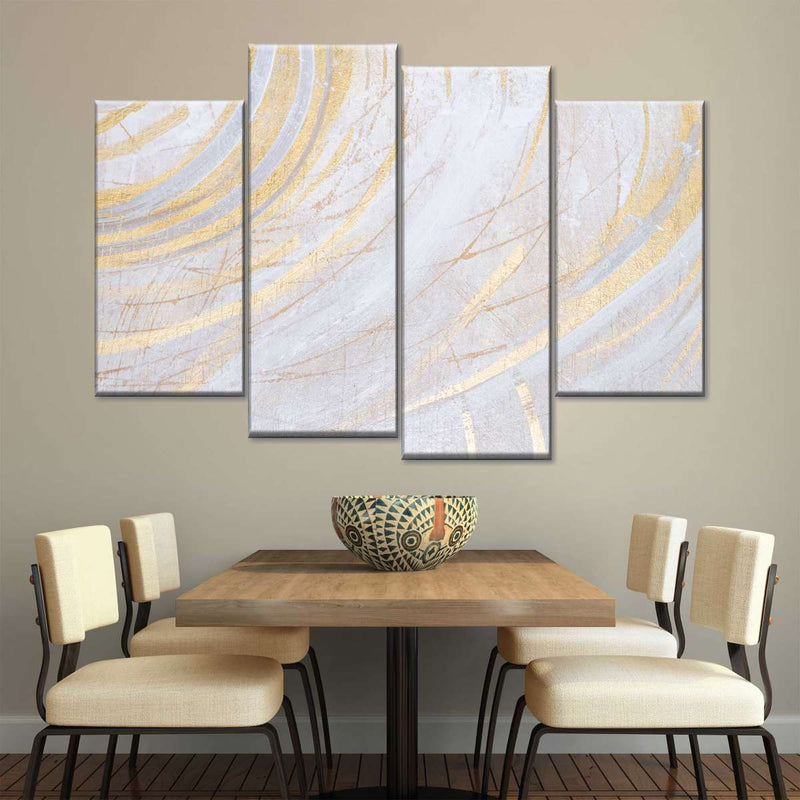 White And Gold Abstract Wall Art