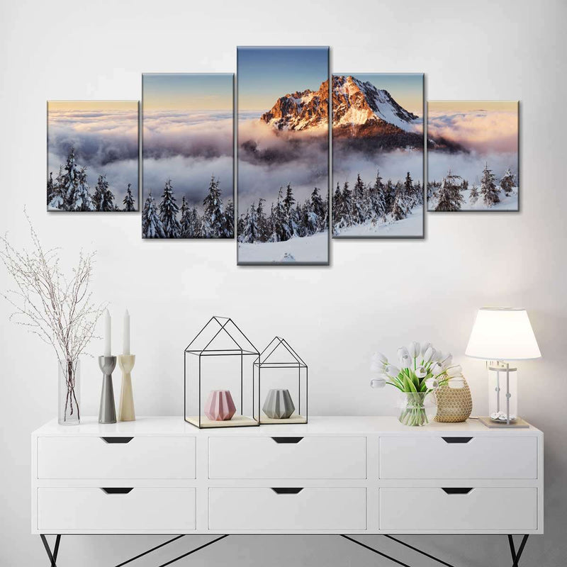 Snow Mountain Sunset Wall Art