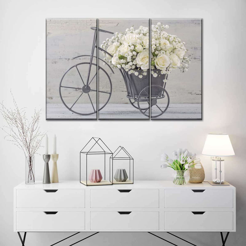 White Rose Bouquet Wall Art