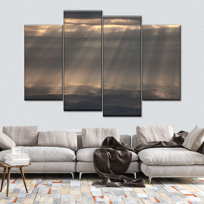 Sunrays And Cloudy Sky Wall Art