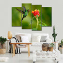 Flower And Green Hummingbird Wall Art