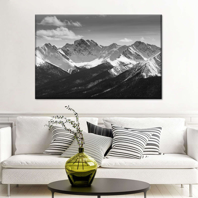 Monochrome Rocky Mountains Wall Art