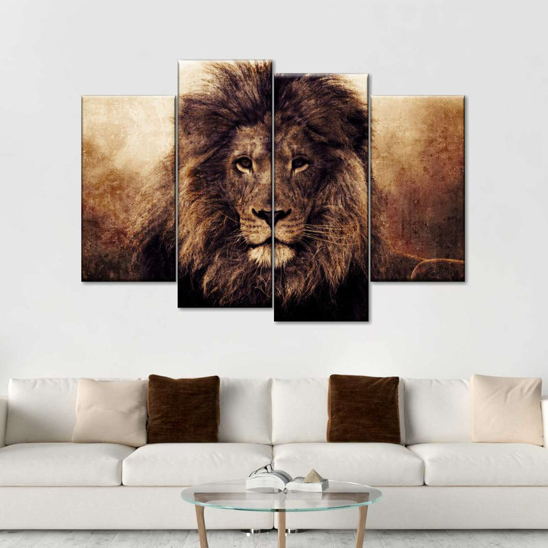 Grunge Lion Head Wall Art