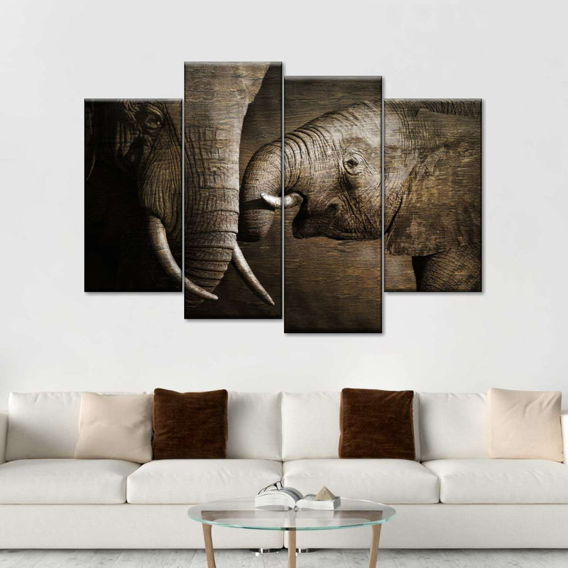 Affectionate Elephants Wall Art