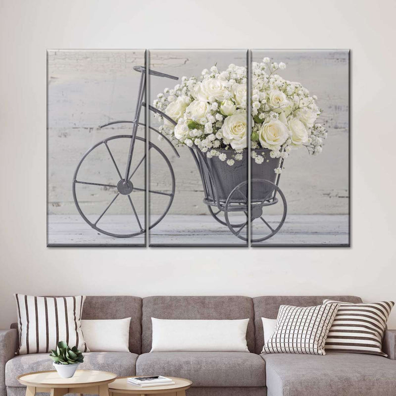 White Rose Bouquet Wall Art