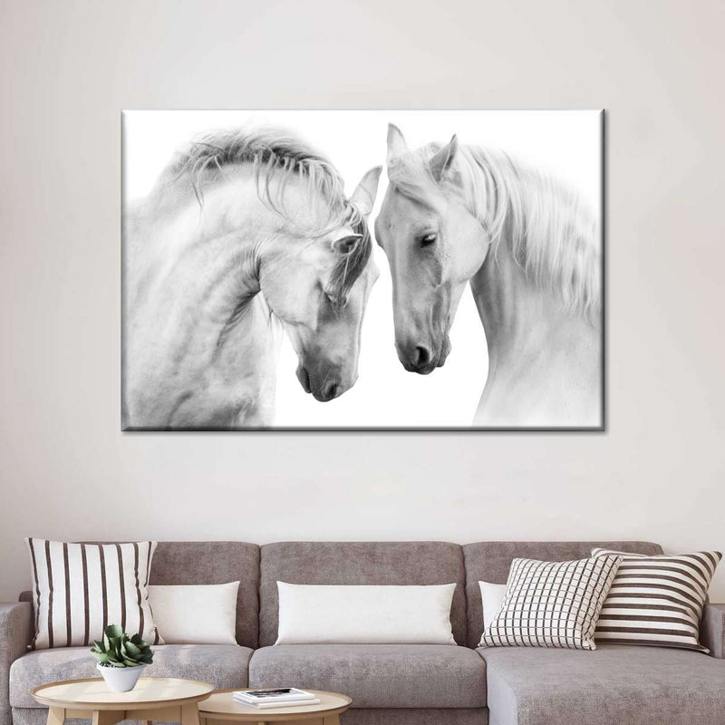 White Horse Couple Wall Art