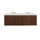 James Martin Amberly 72" Dual Mount Double Bathroom Vanity, Mid-Century Walnut