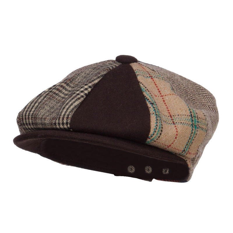 Men's Mix Patchwork Wool 8 Panel Newsboy