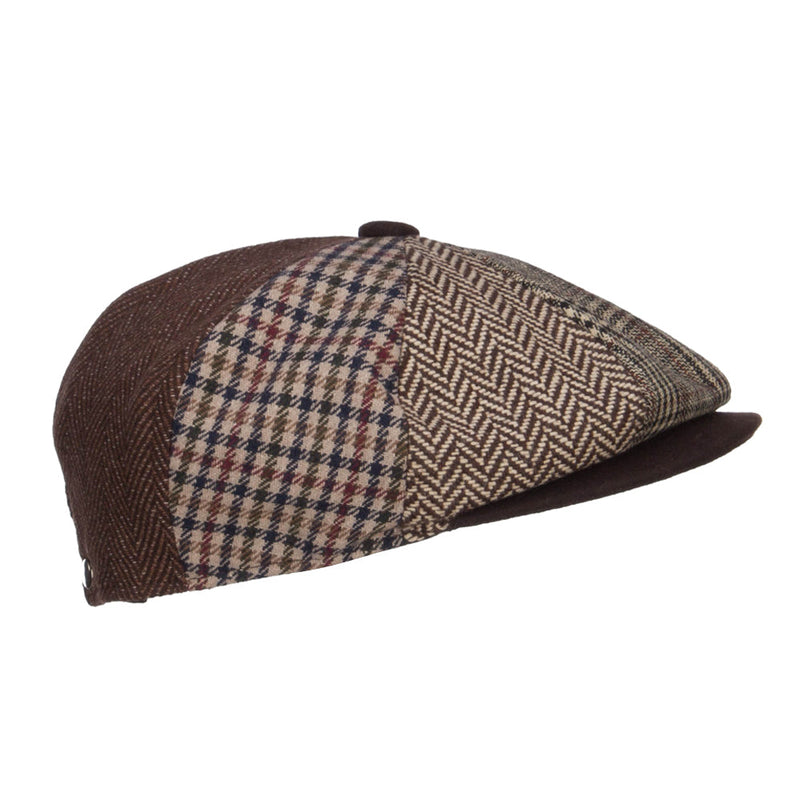 Men's Mix Patchwork Wool 8 Panel Newsboy