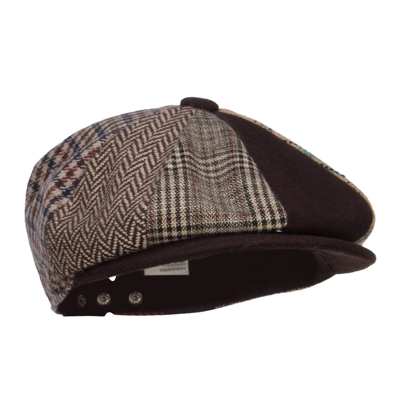 Men's Mix Patchwork Wool 8 Panel Newsboy