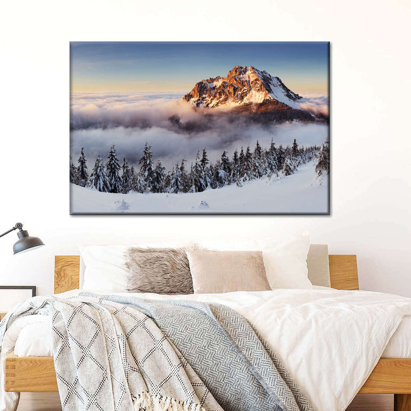 Snow Mountain Sunset Wall Art