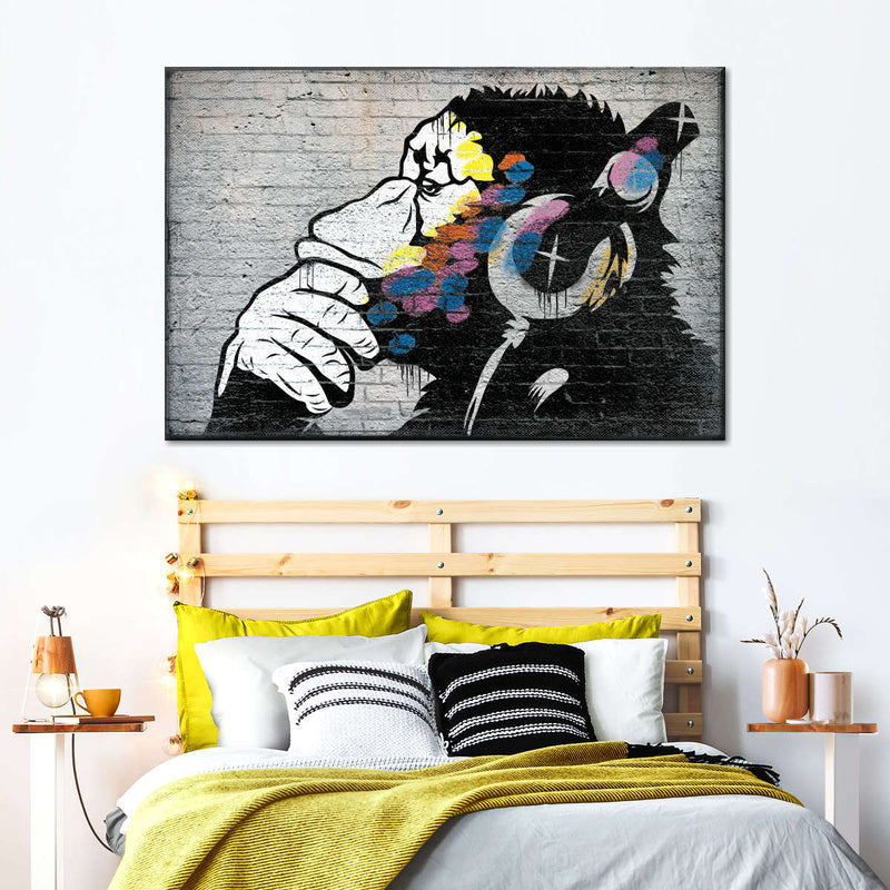 Monkey Wearing Headphones Wall Art